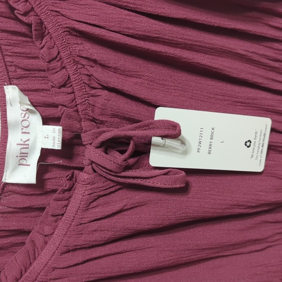 🚨3/$15 Rose Pink Cropped Peplum Top L - Picture 3 of 4